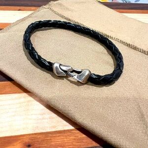 David Yurman black leather armory bracelet